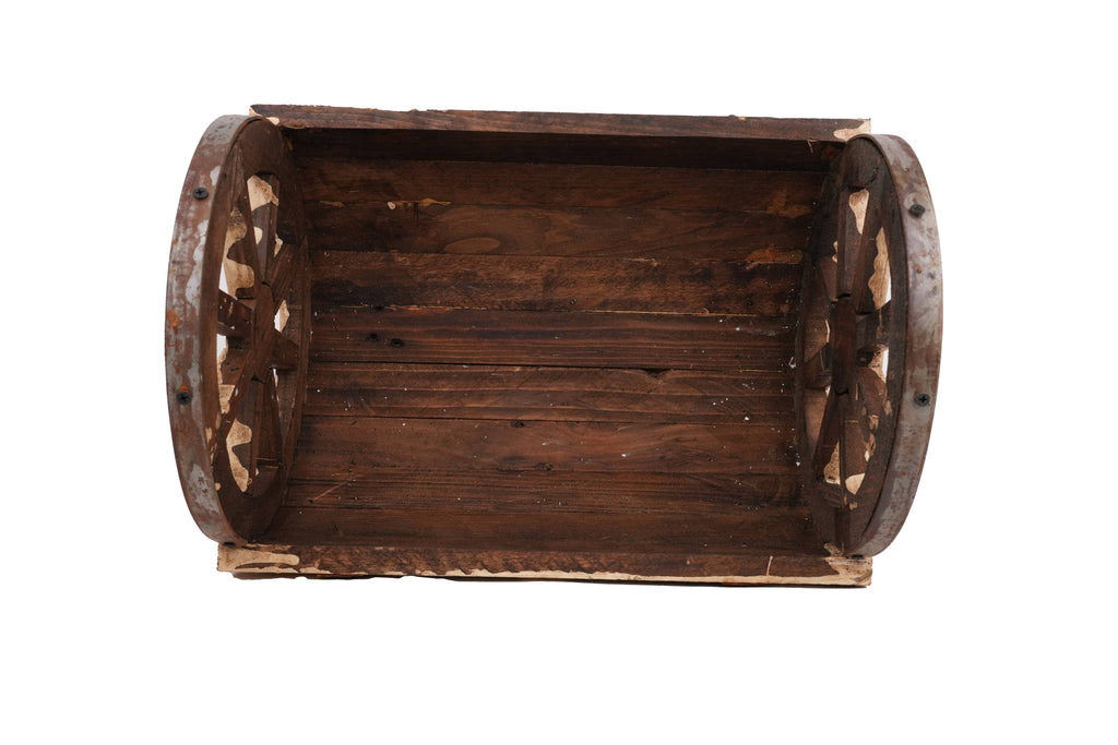 Half Barrel Wooden Storage Rack-Garden-17x13H-Antiqued White
