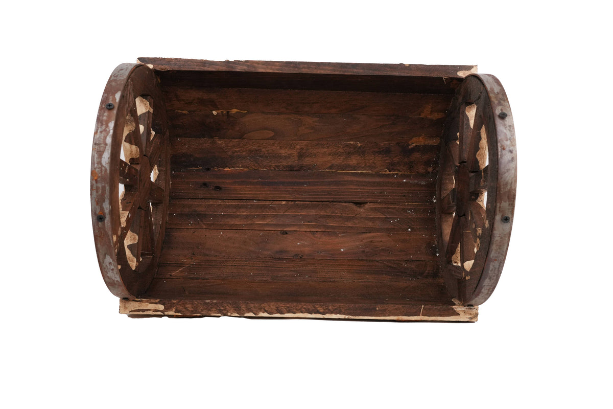 Half Barrel Wooden Storage Rack-Garden-17x13H-Antiqued White